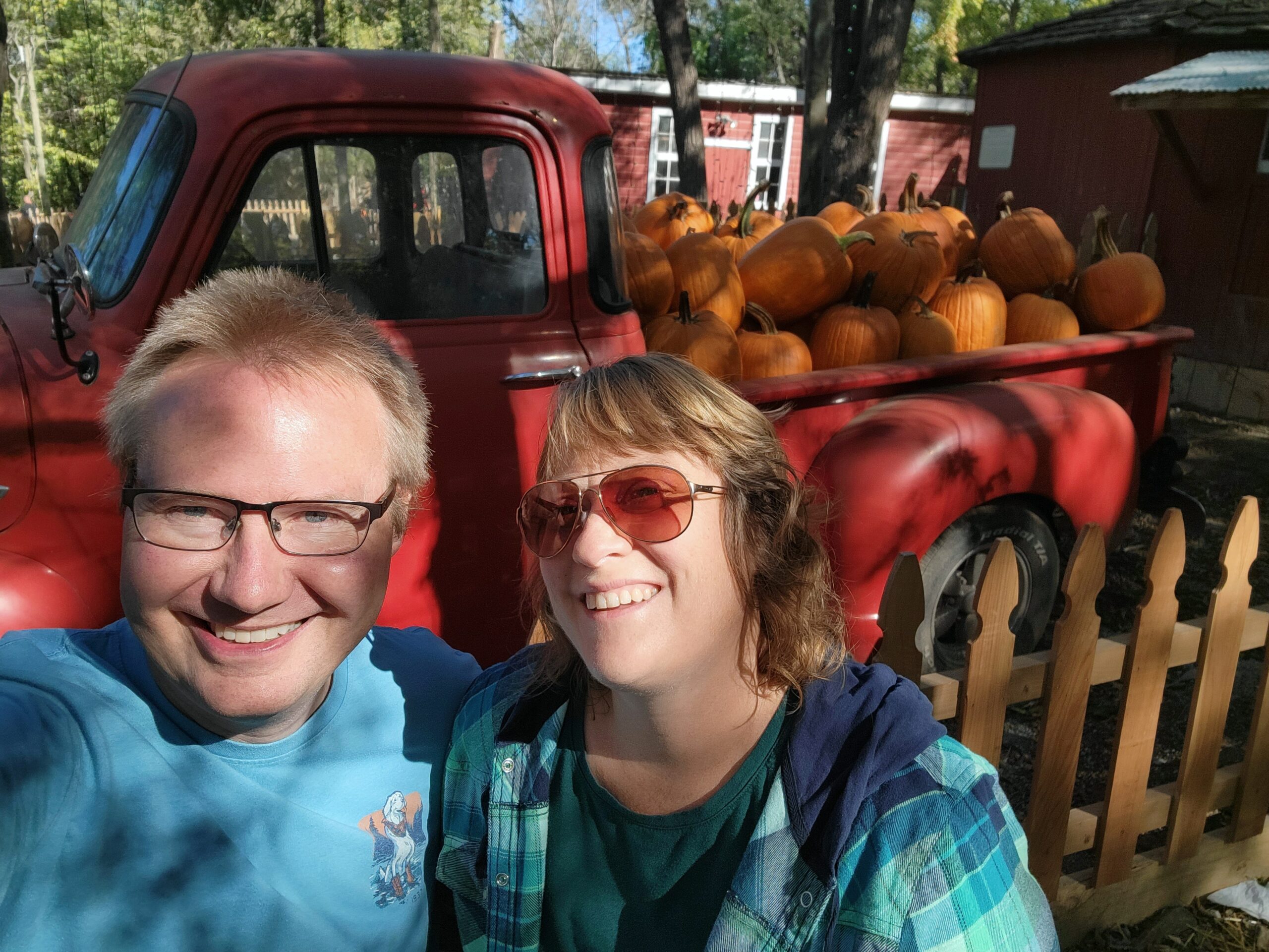 Danny and Jess at Vala's Pumpkin Patch and Apple Orchard.